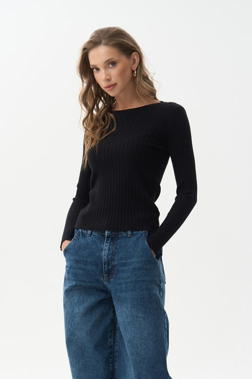 Sweater in a wide stripe in color black - SOLMAR