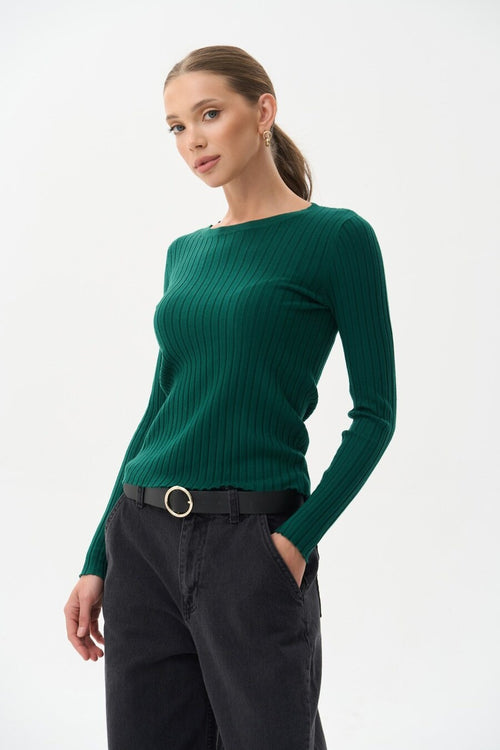 Sweater in a wide stripe in color green - SOLMAR