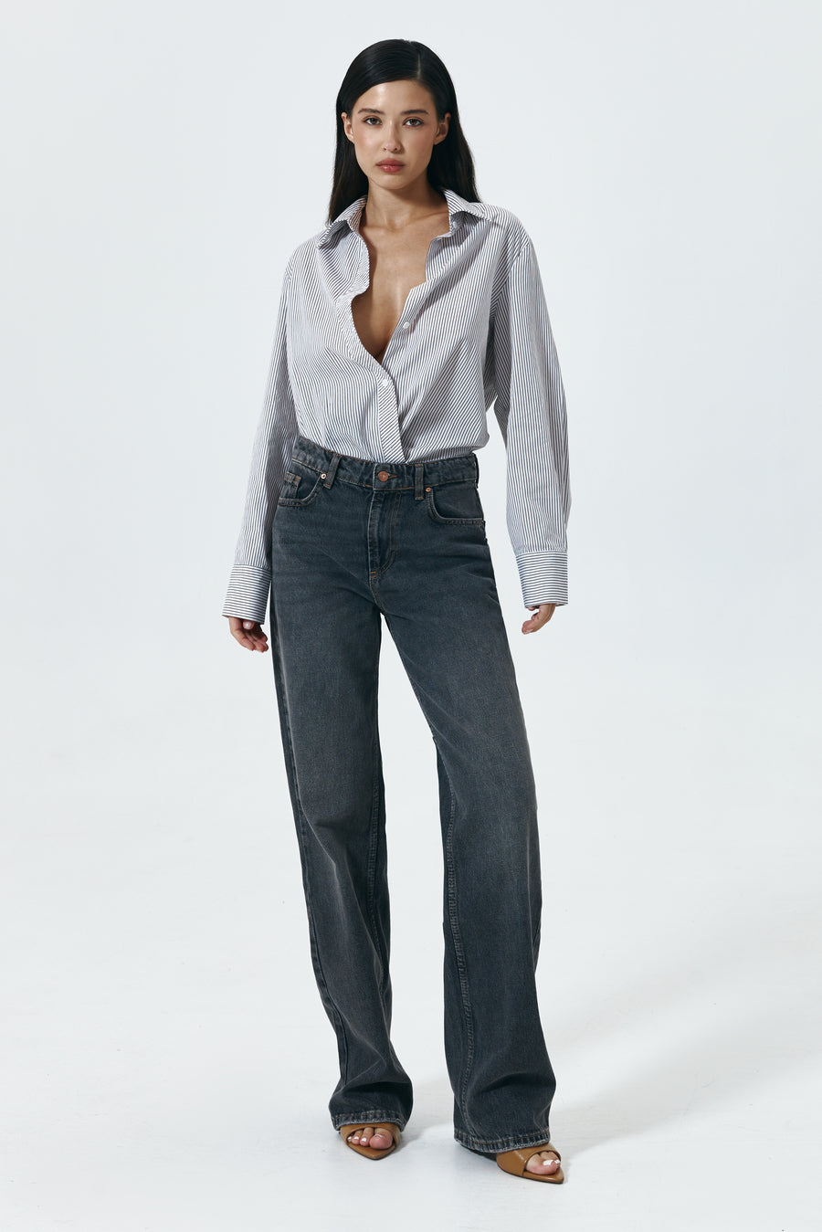Grey Straight-Leg Jeans