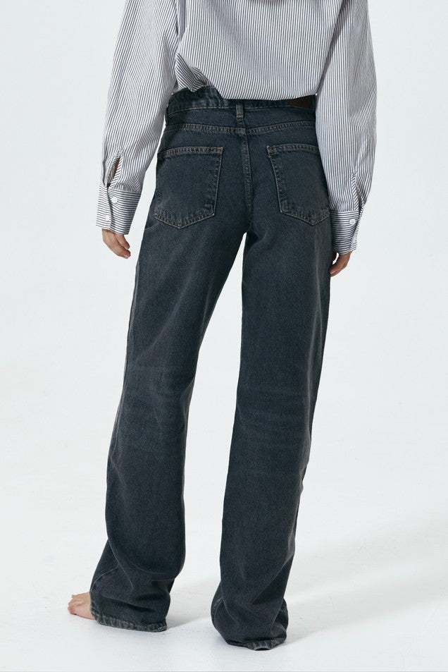 Grey Straight-Leg Jeans