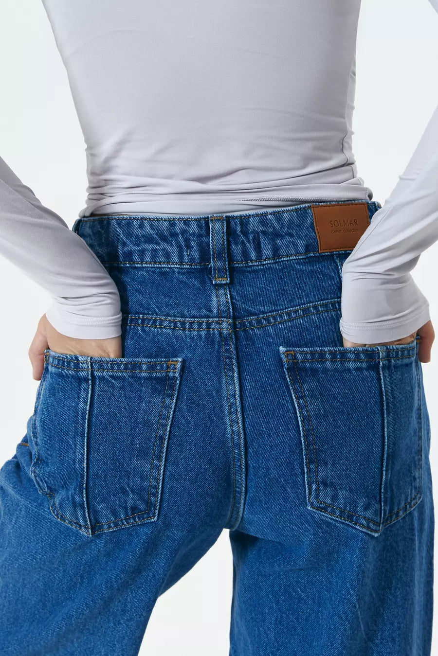 Raw hem STRAIGHT jeans, Dark Blue