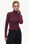 Ribbed turtleneck sweater in color red