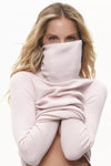 Powder Pink Fine Ribbed Turtleneck