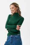 Green Basic Knit Turtleneck Sweater