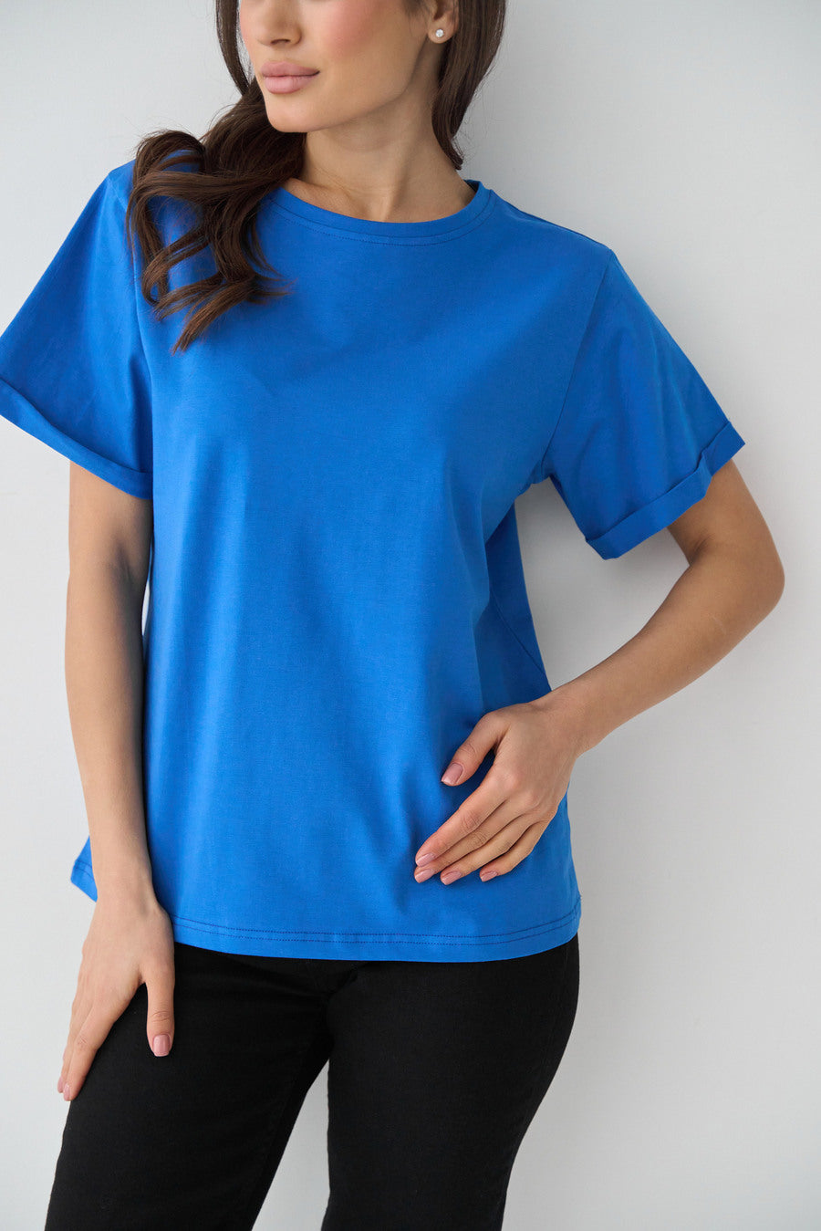 Electric Blue Oversized Roll Up Sleeve T-Shirt - SOLMAR