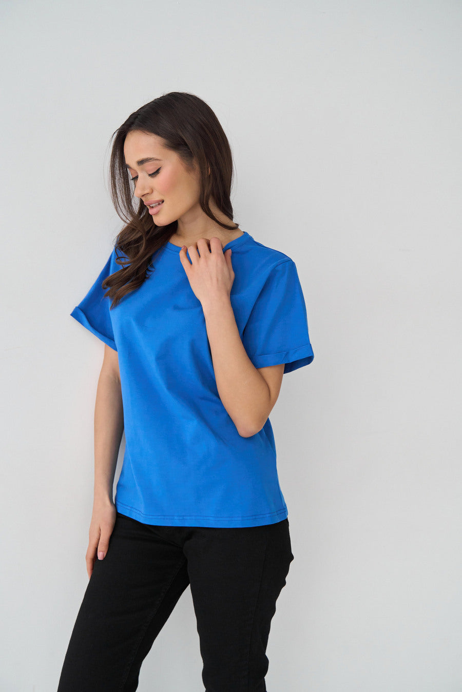 Electric Blue Oversized Roll Up Sleeve T-Shirt - SOLMAR