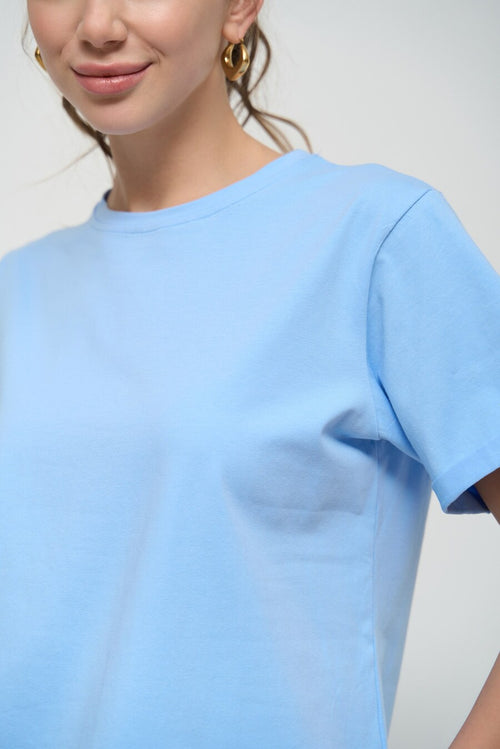 Blue Oversized Roll Up Sleeve T-Shirt - SOLMAR