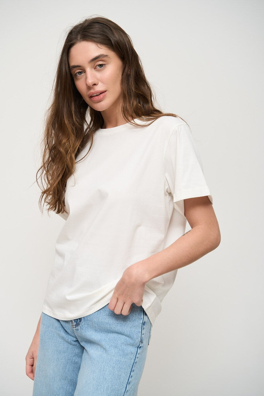 White Oversized Roll Up Sleeve T-Shirt - SOLMAR