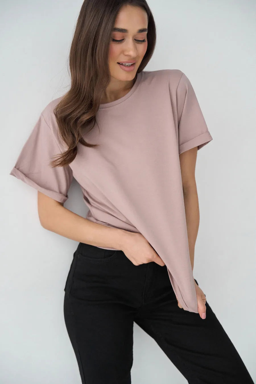 Beige Oversized Roll Up Sleeve T-Shirt - SOLMAR