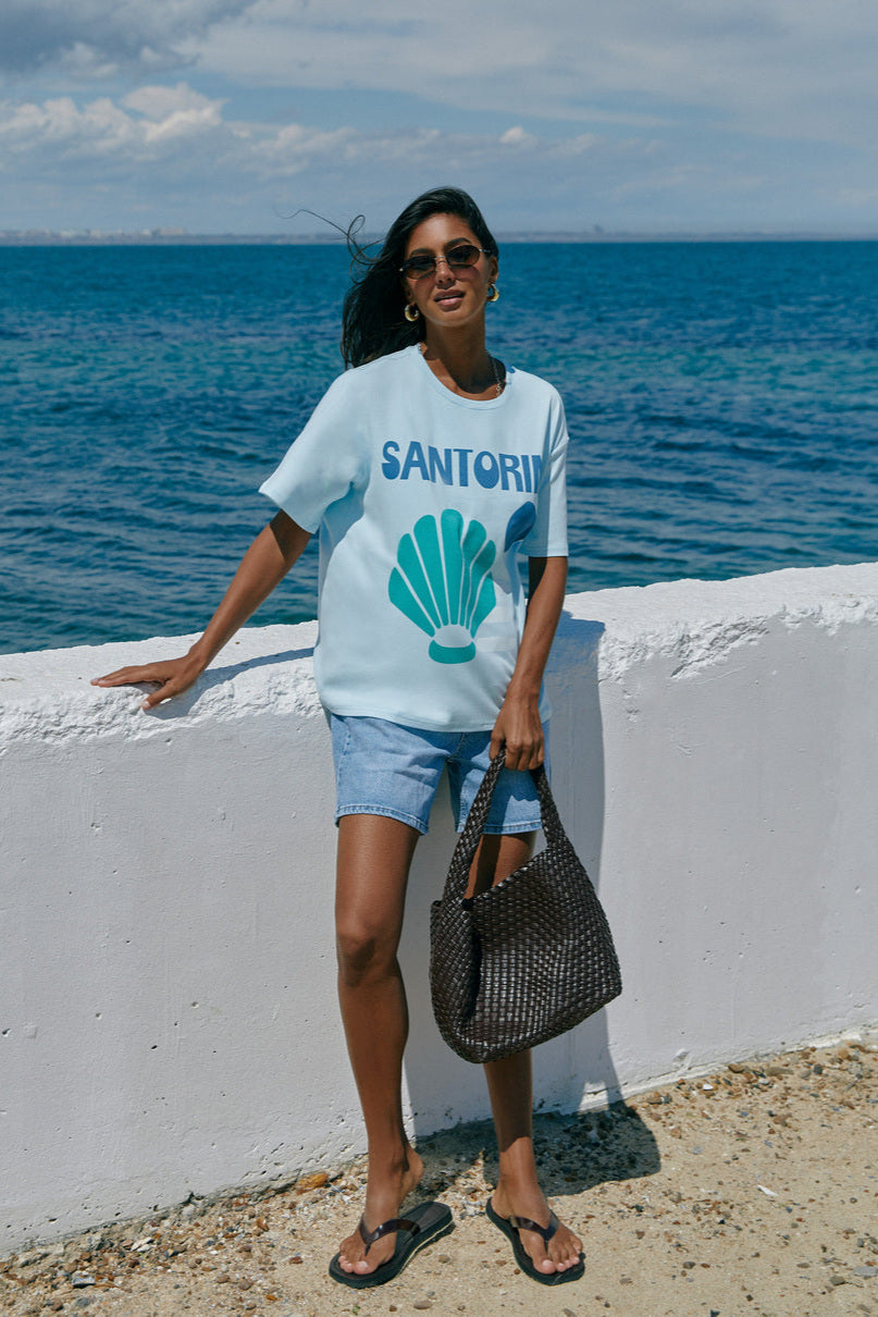Blue "Santorini" Print T-shirt - SOLMAR