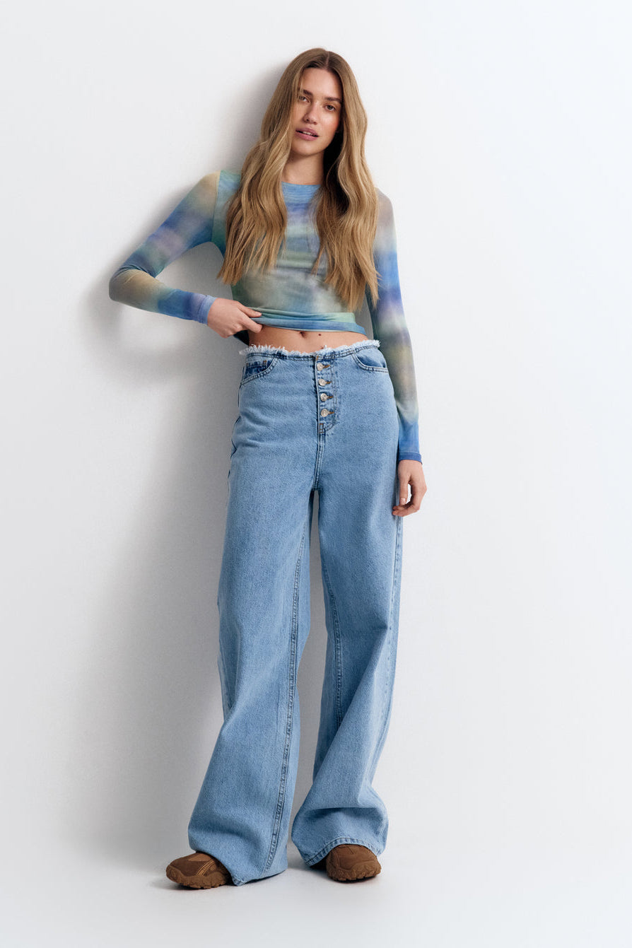Green Gradient Effect Long Sleeve Top - SOLMAR