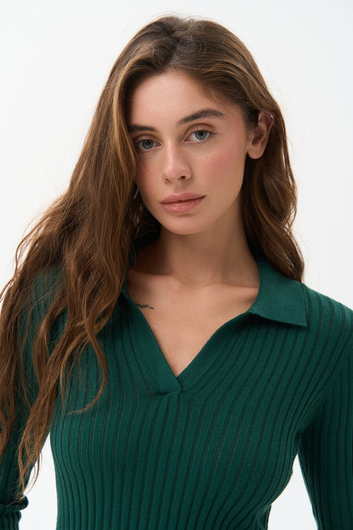 Sweater polo in color green - SOLMAR