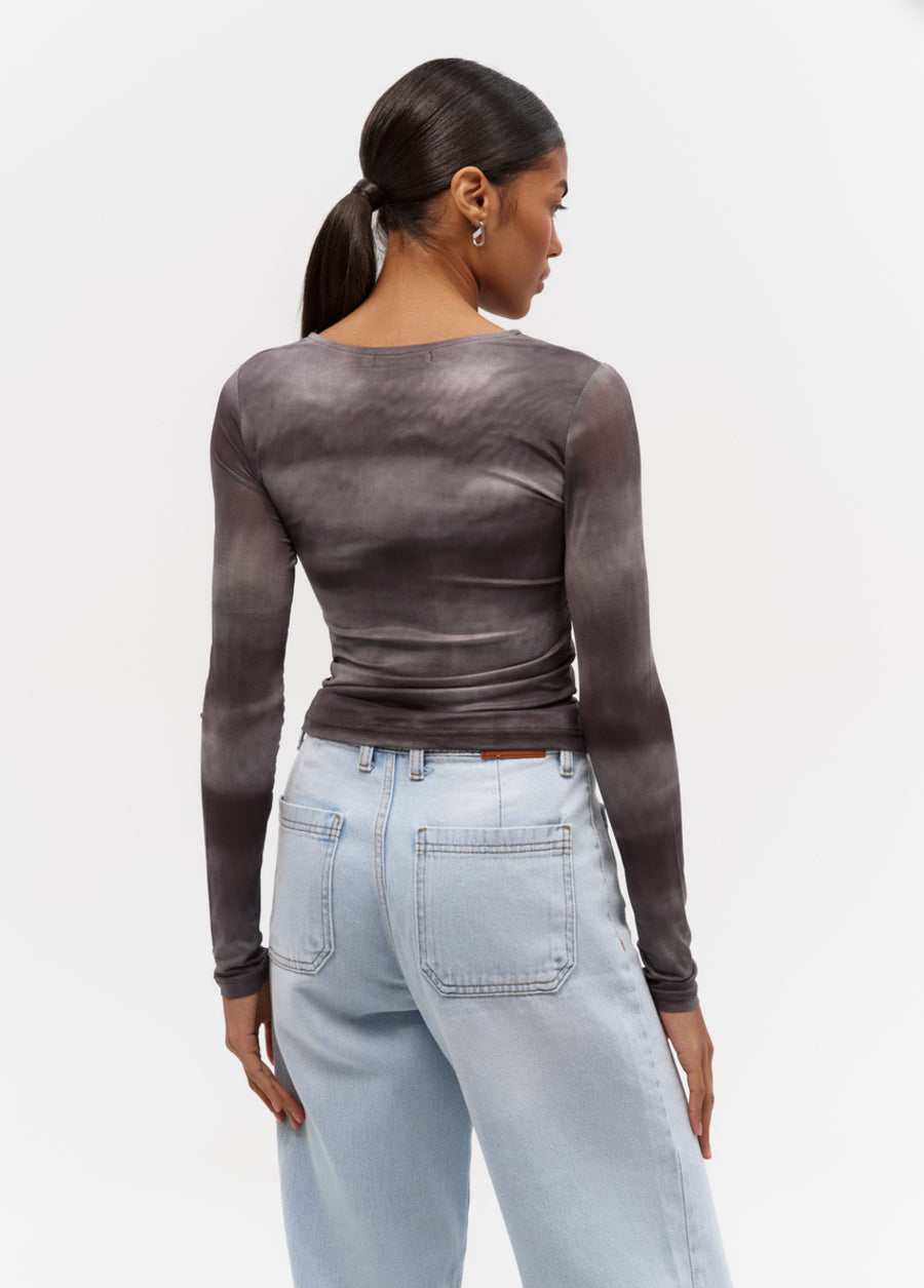 Grey Gradient Effect Long Sleeve Top - SOLMAR