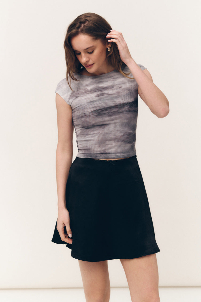 Grey Gradient Effect Mesh T-shirt