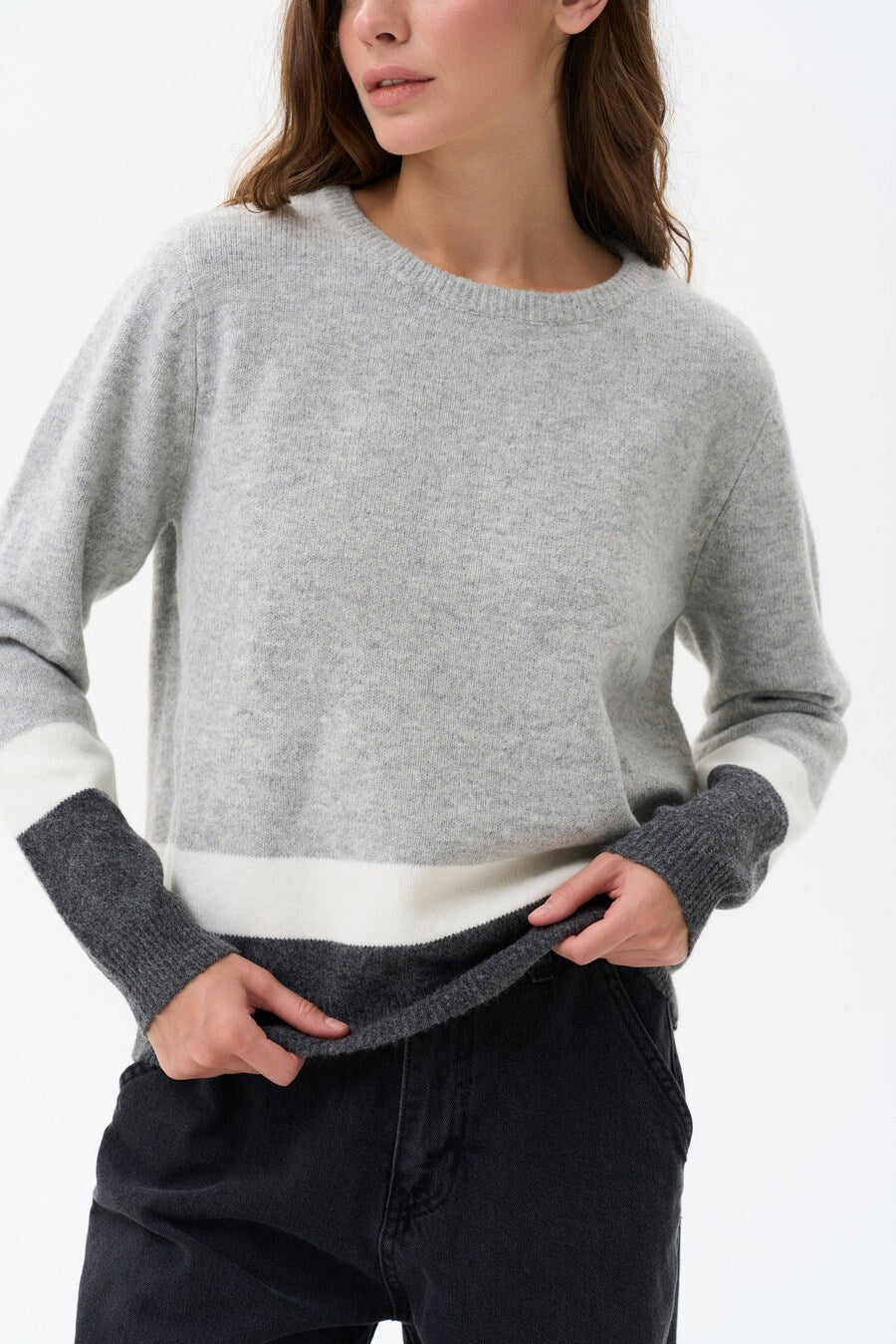 Grey sweater color block - SOLMAR