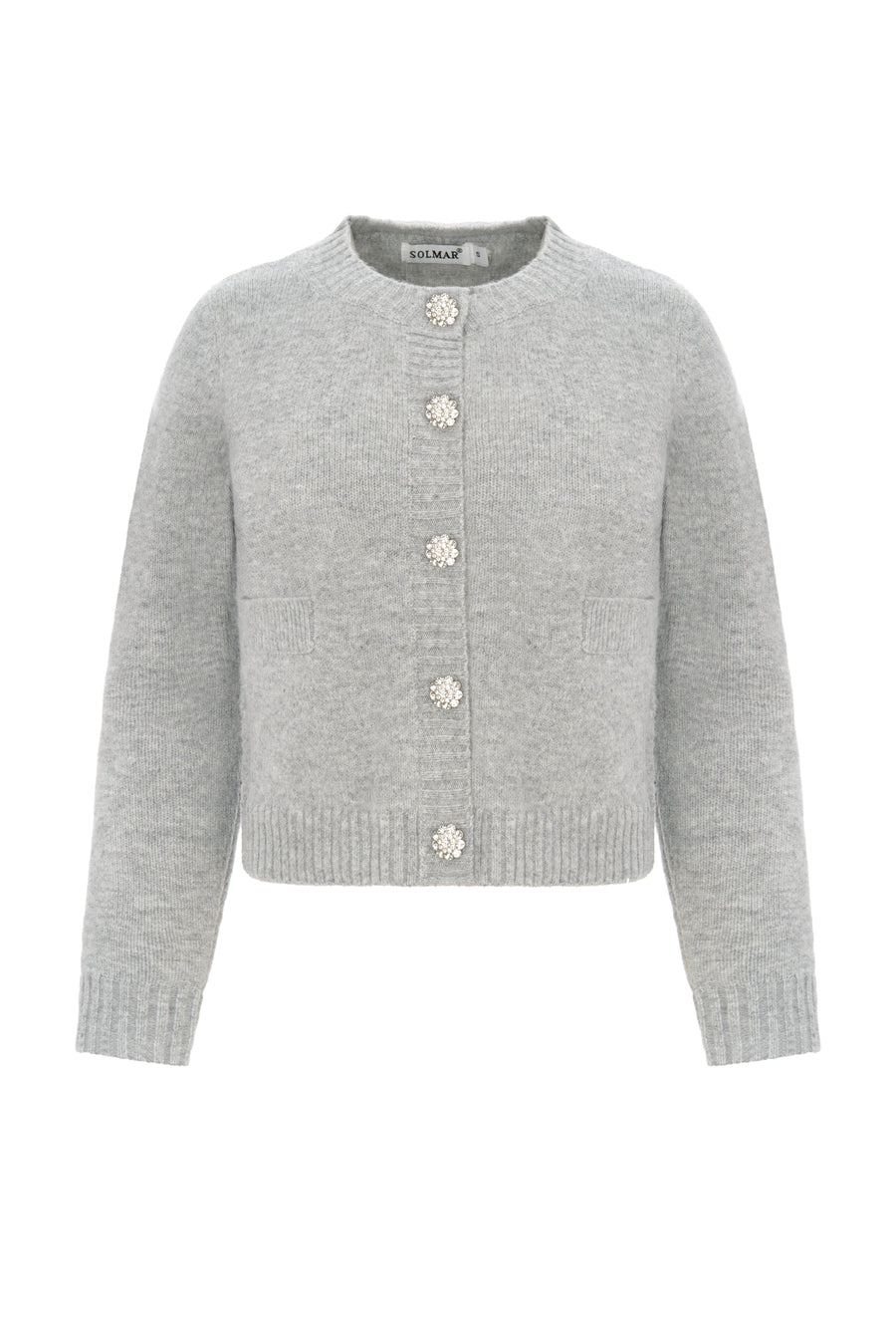 Grey Wool Knit Cardigan