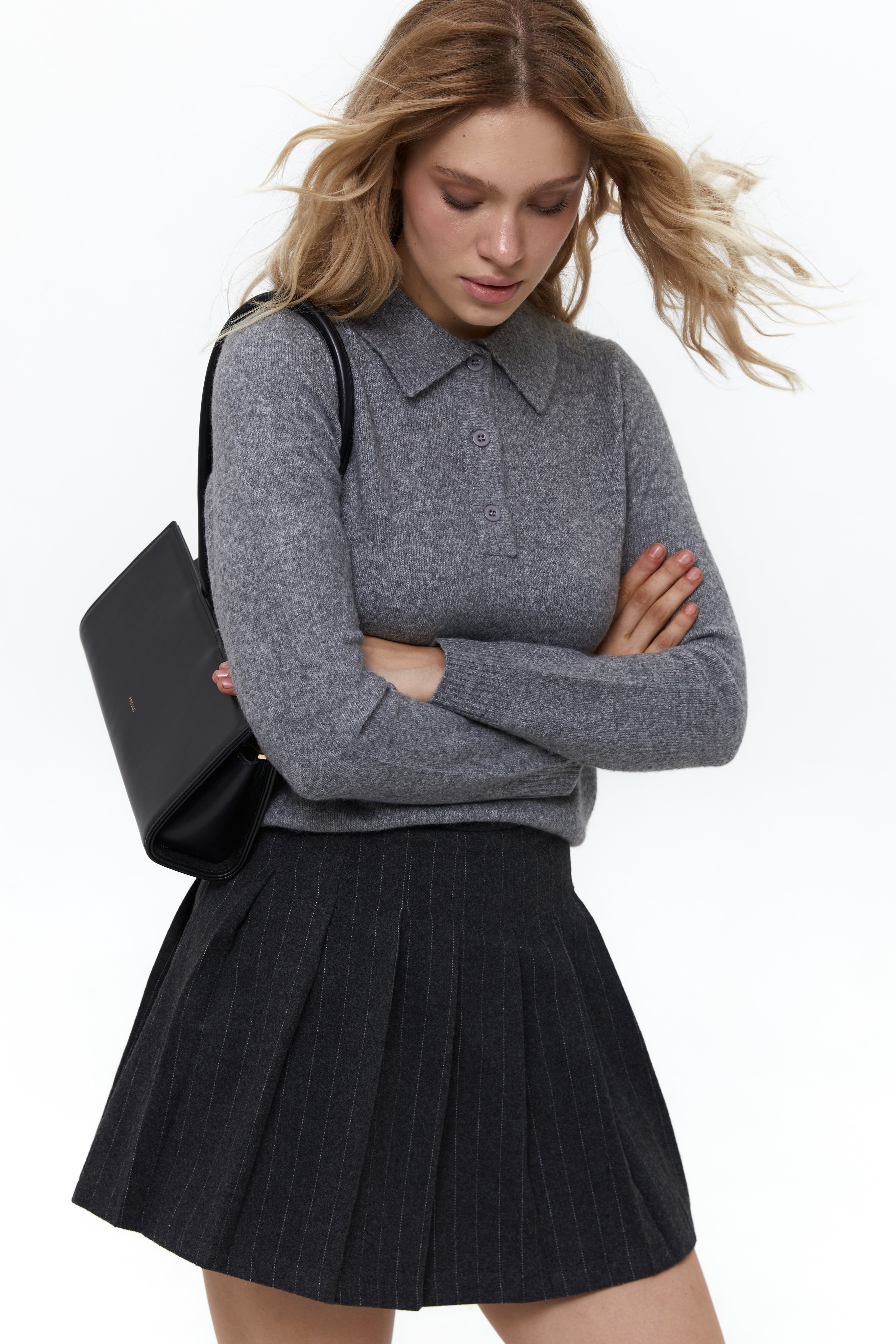 Grey Button-down Polo Sweater