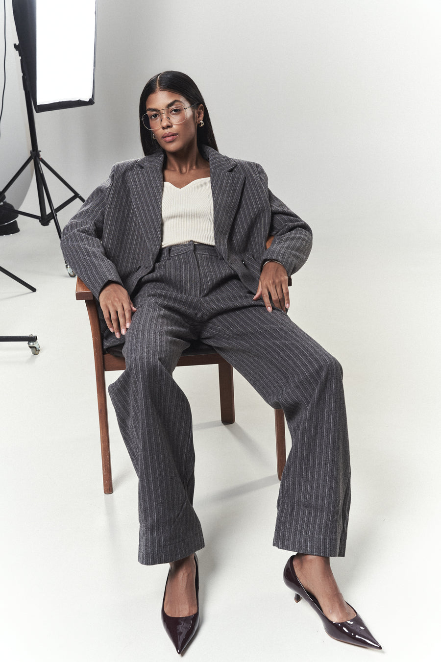 Сlassic striped pants in color grey - SOLMAR