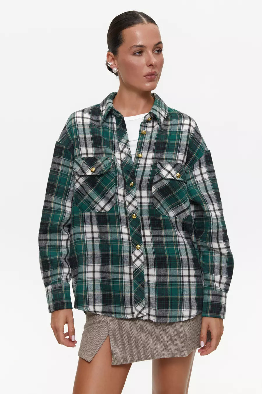 Checkered shirt in color green