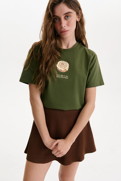 NEW Khaki Yummy Print T-shirt - SOLMAR