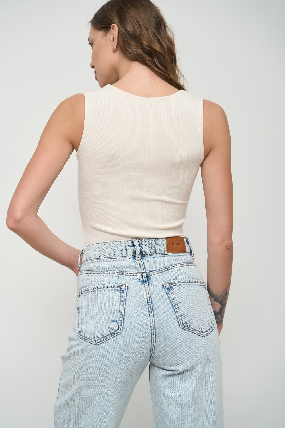 Milk Tank Top with Asymmetric Neck - SOLMAR