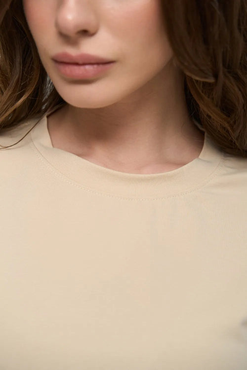 Beige T-Shirt with Decorative Seams - SOLMAR