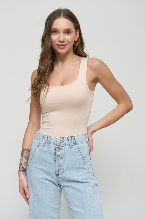 Milk Square Neck Tank Top - SOLMAR