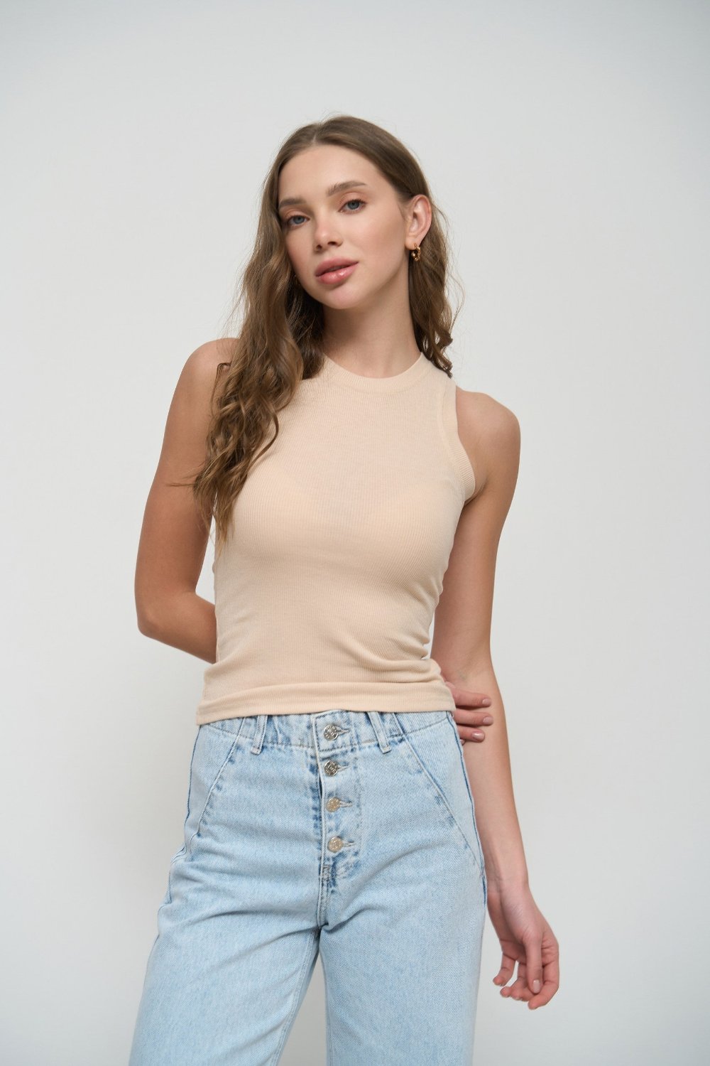 Milk Fine Ribbed Tank Top - SOLMAR