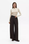 Beige High Neck Long Sleeve Top