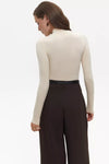 Beige High Neck Long Sleeve Top