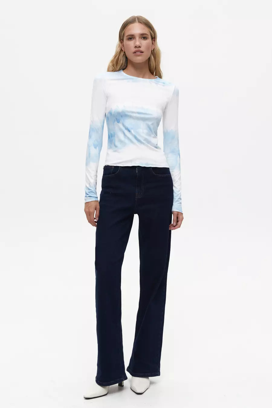 Blue Tie Die Long Sleeve Top