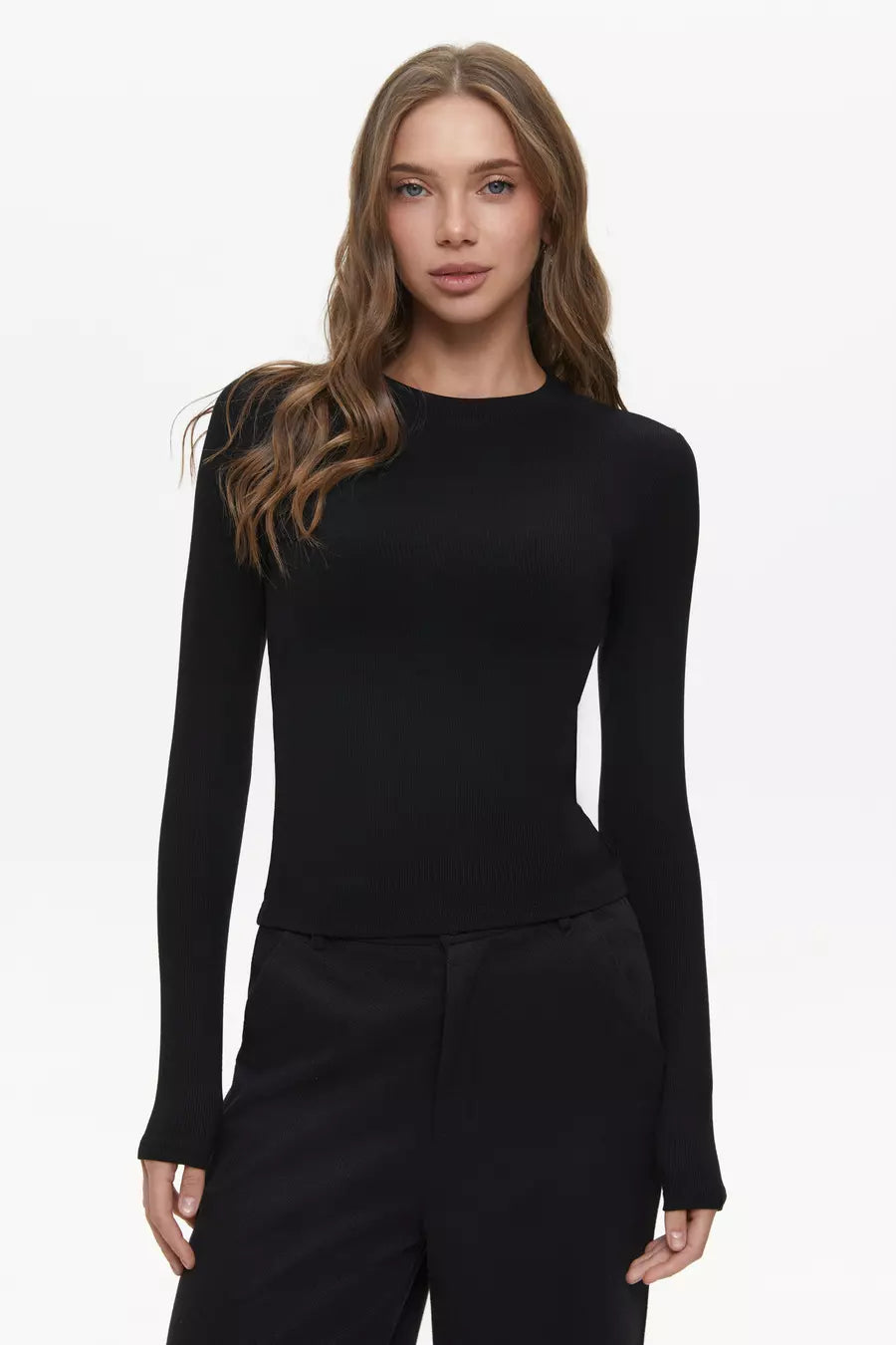 Black Basic Long Sleeve Top