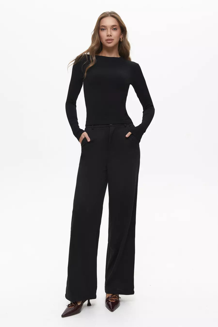 Black Basic Long Sleeve Top
