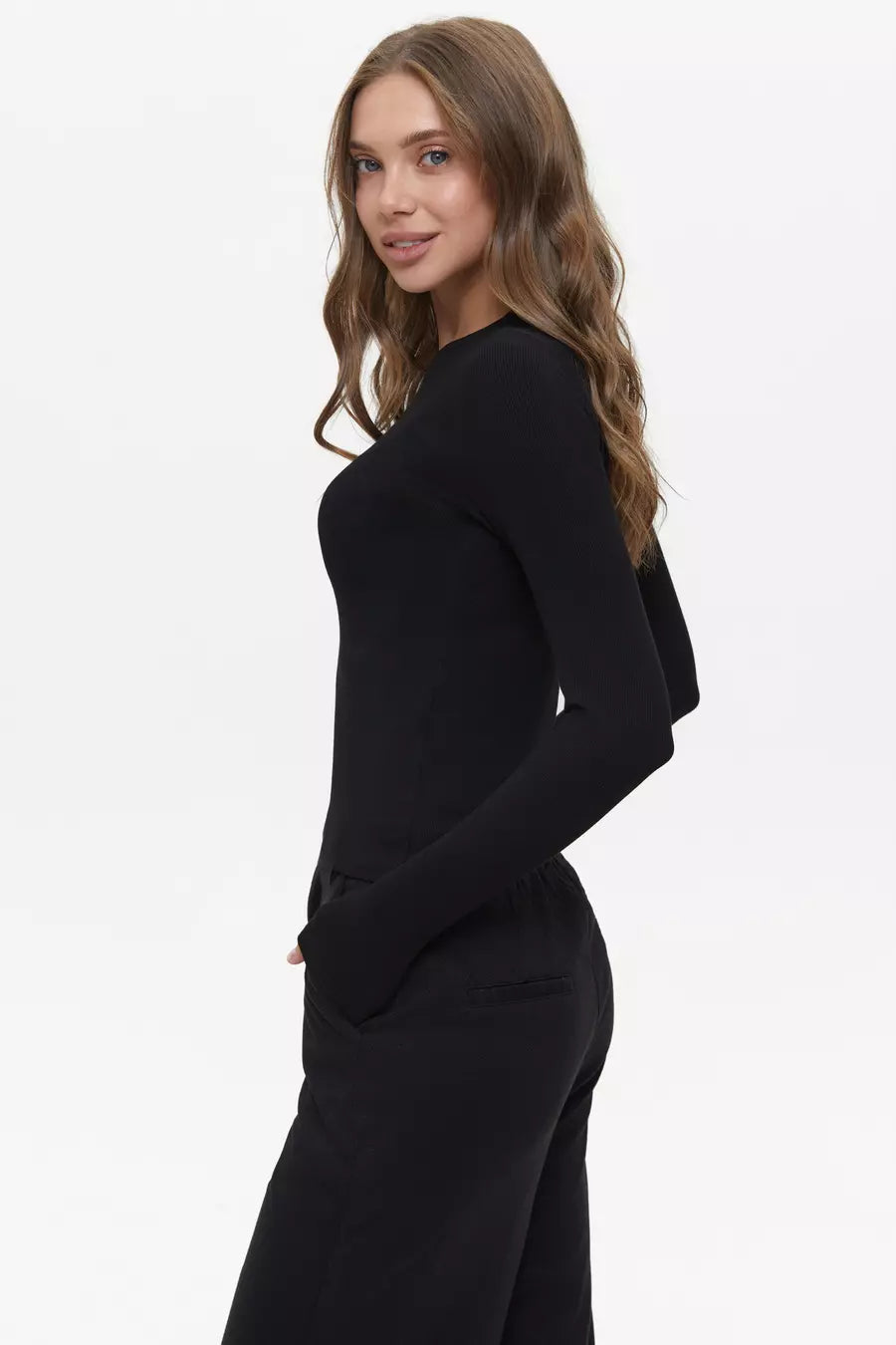 Black Basic Long Sleeve Top | Women T-Shirt Long Sleeve — SOLMAR