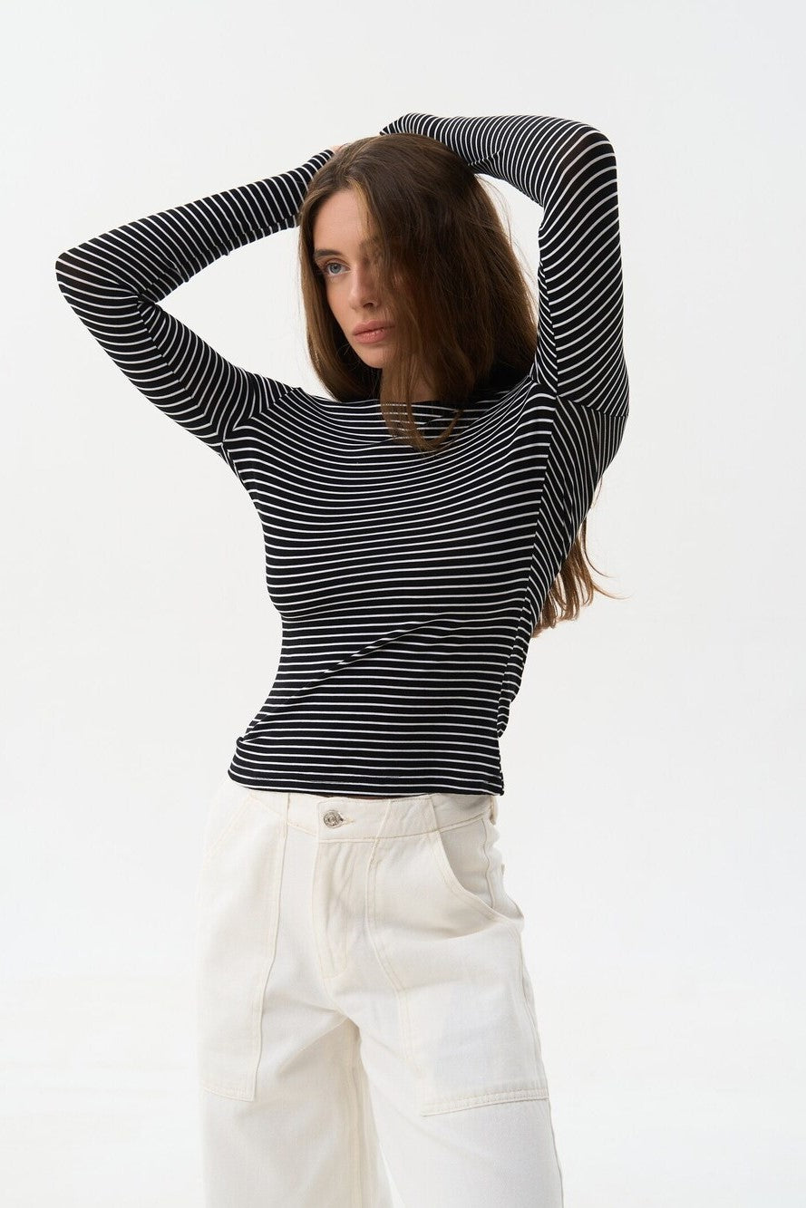 Black longsleeve with white stripes - SOLMAR