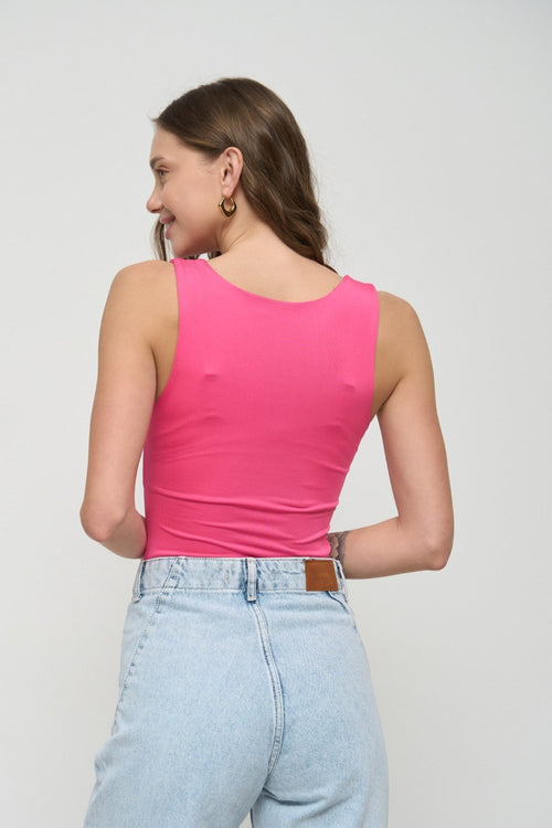 Pink Square Neck Tank Top - SOLMAR