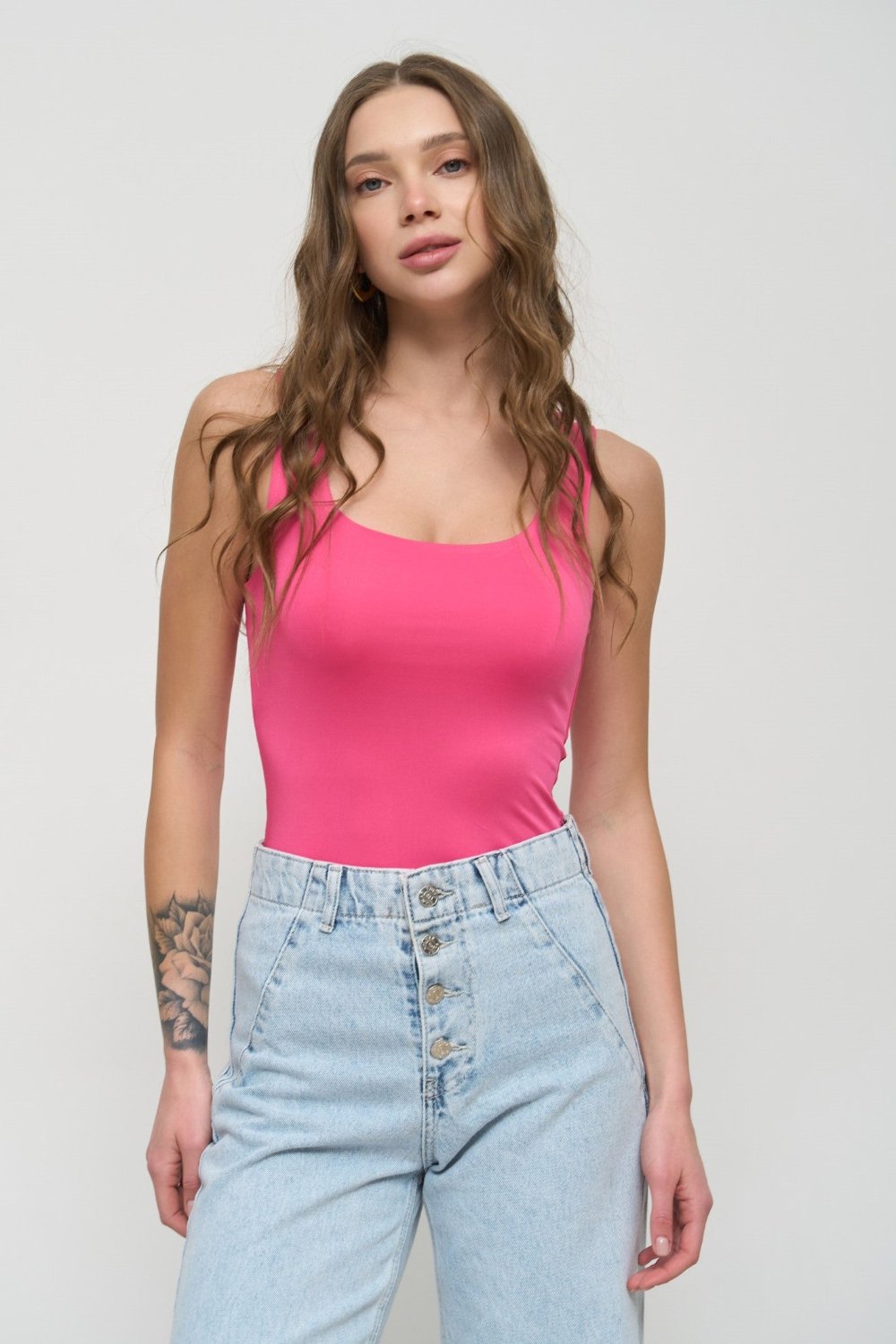 Pink Square Neck Tank Top - SOLMAR