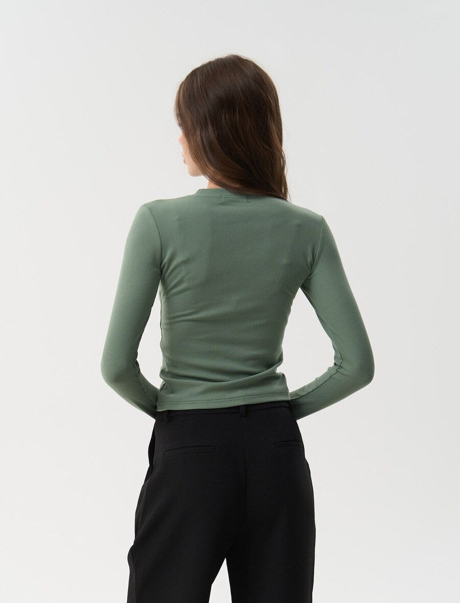 Green Long Sleeve Viscose Shirt - SOLMAR