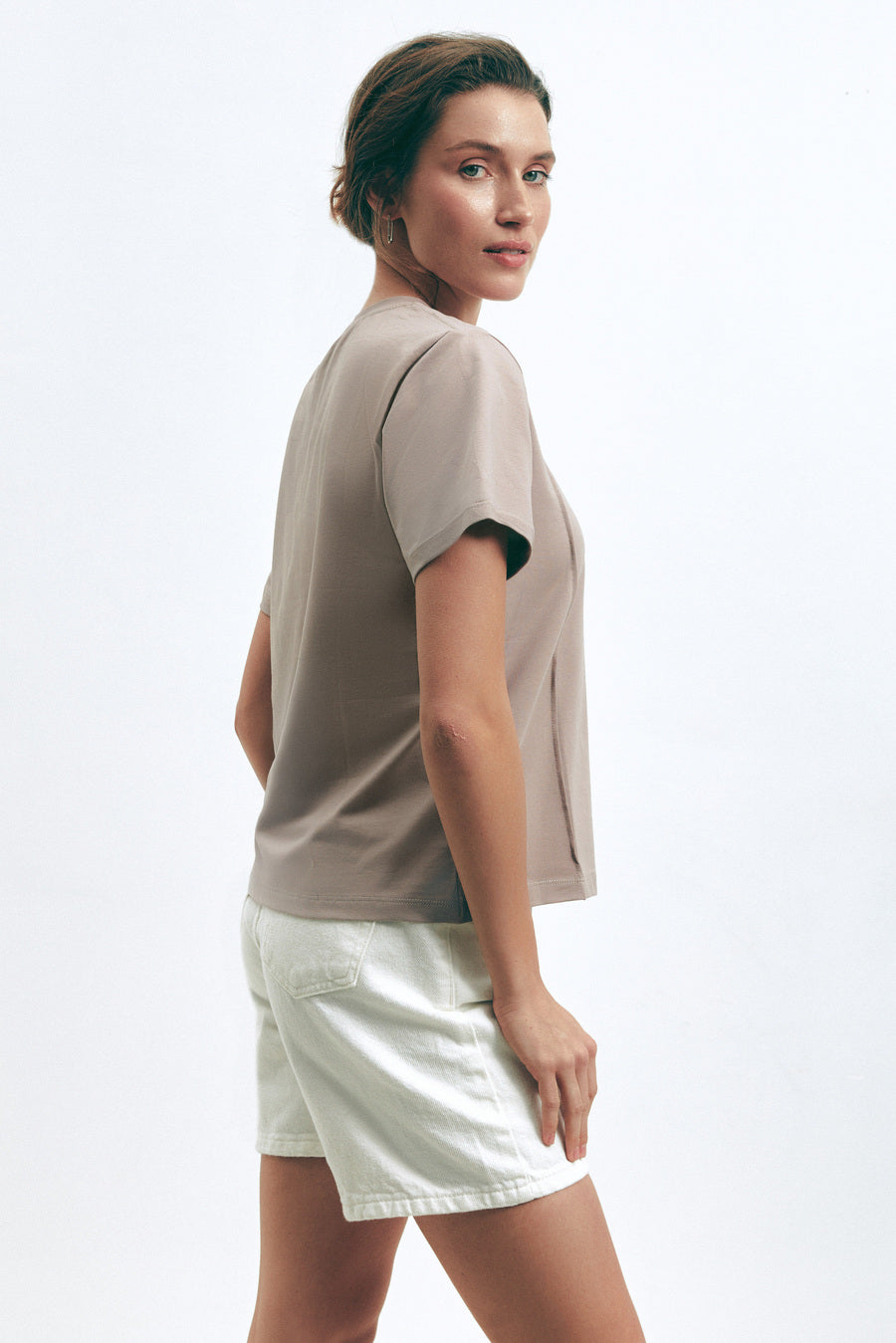 Milk Chocolate Seam Detail T-Shirt - SOLMAR