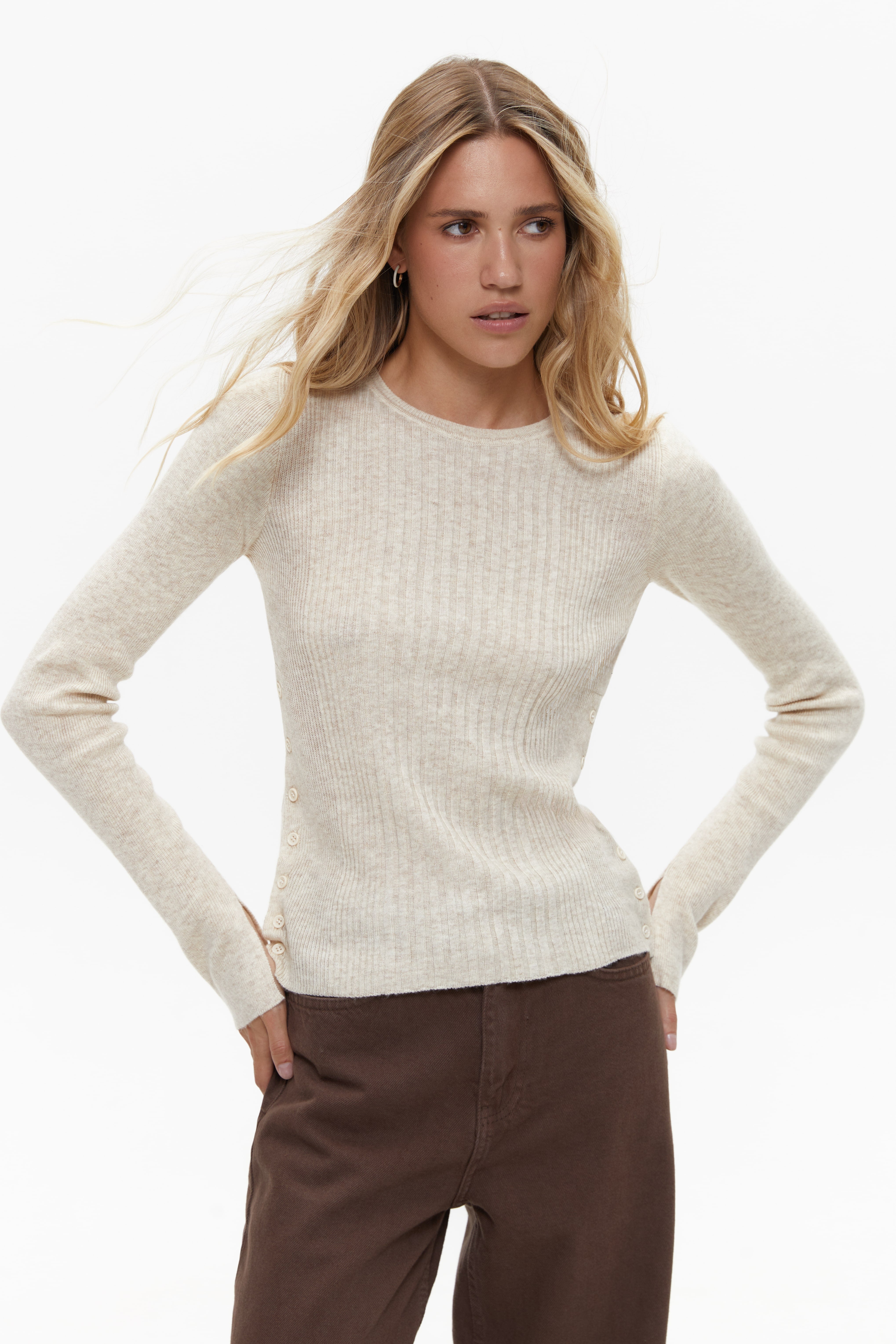 Milk Jumper with Side Buttons