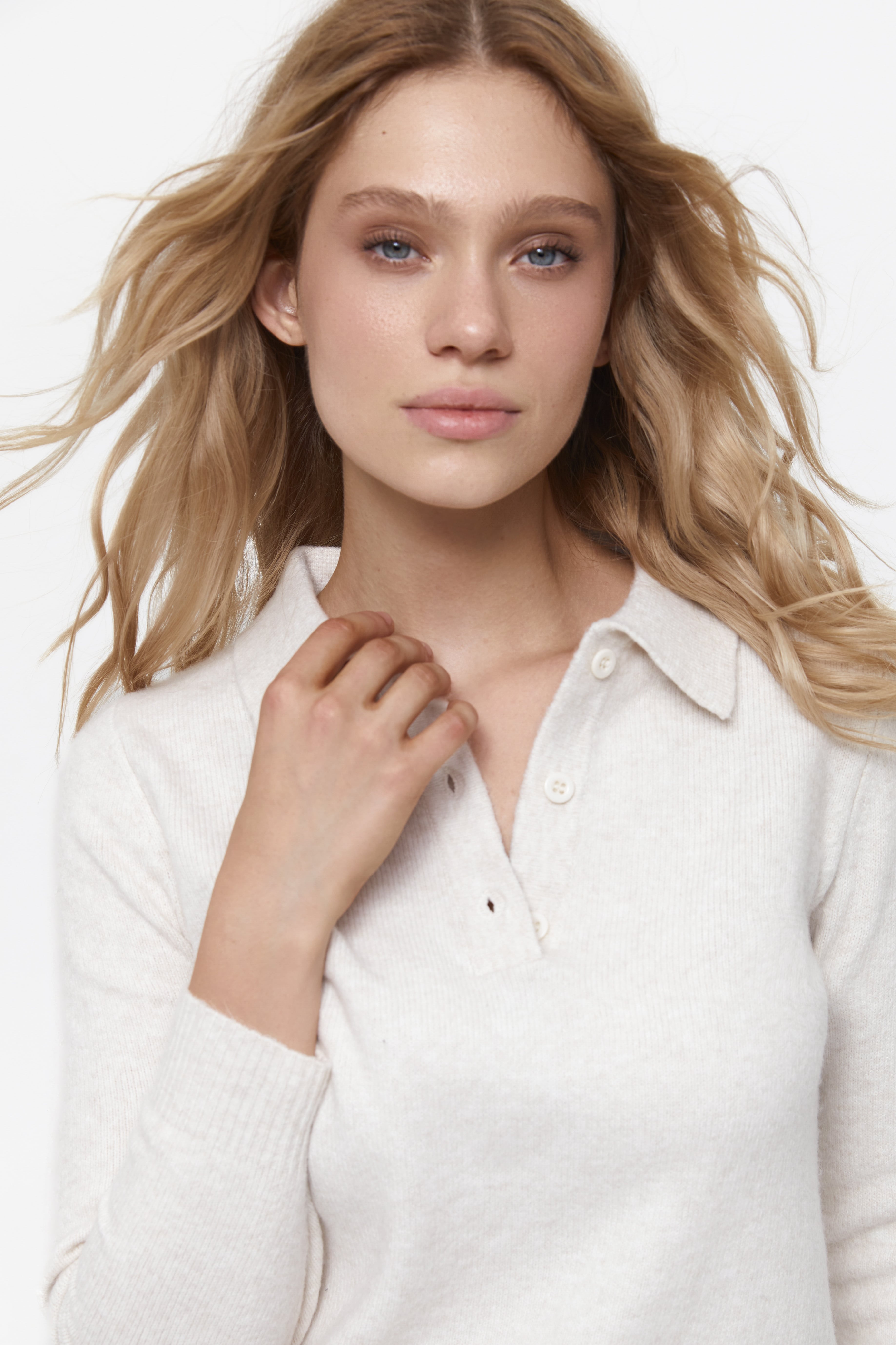 Milk Button-down Polo Sweater