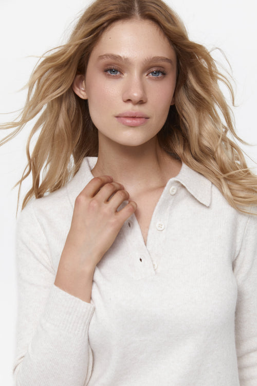 Milk Button-down Polo Sweater