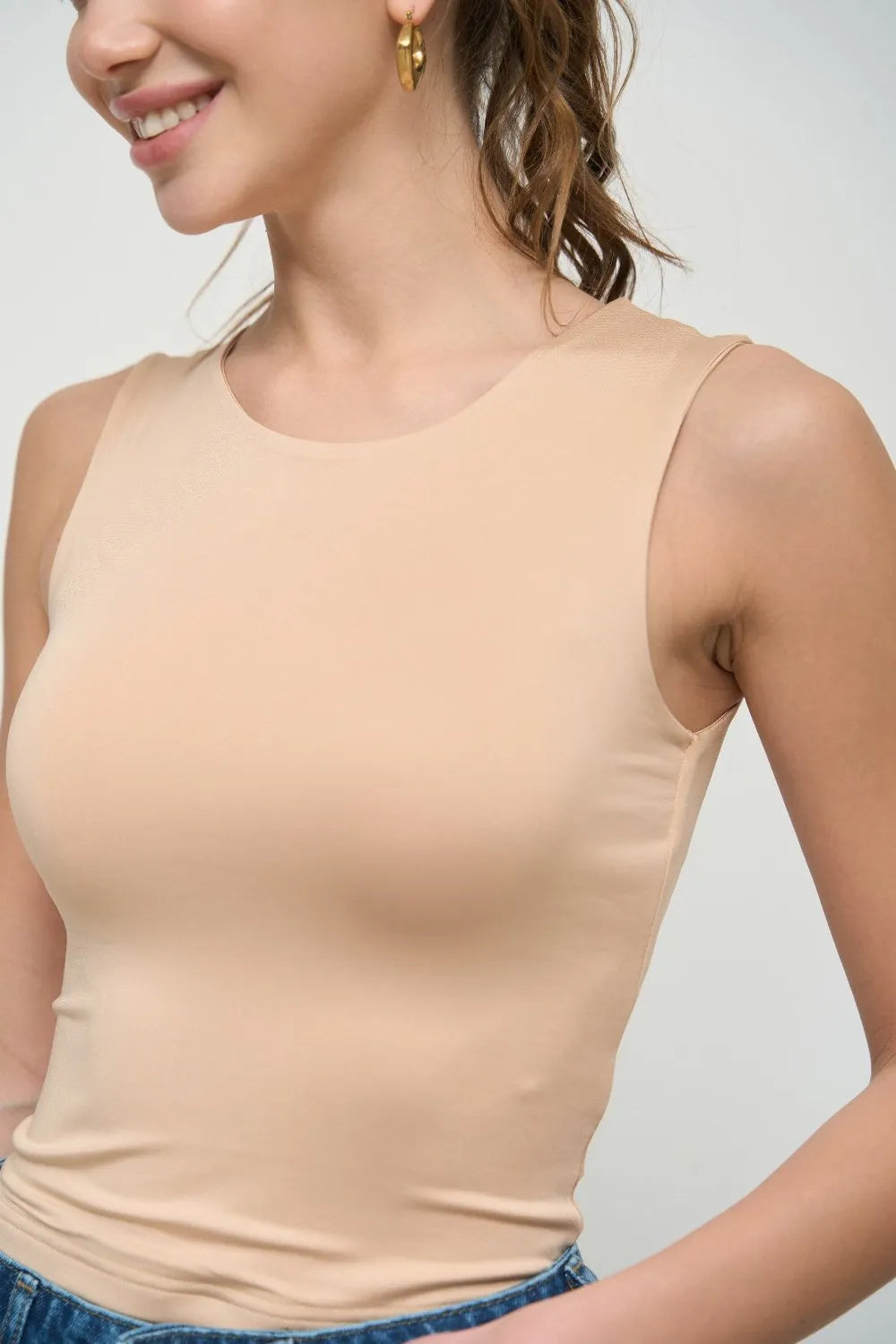 Beige Basic Tank Top - SOLMAR