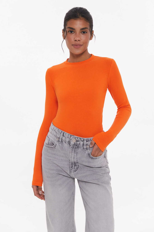 Basic viscose long-sleeve top, Orange
