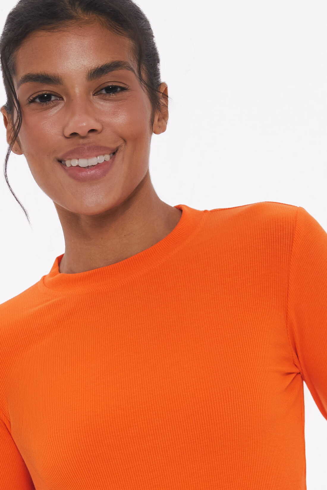 Basic viscose long-sleeve top, Orange