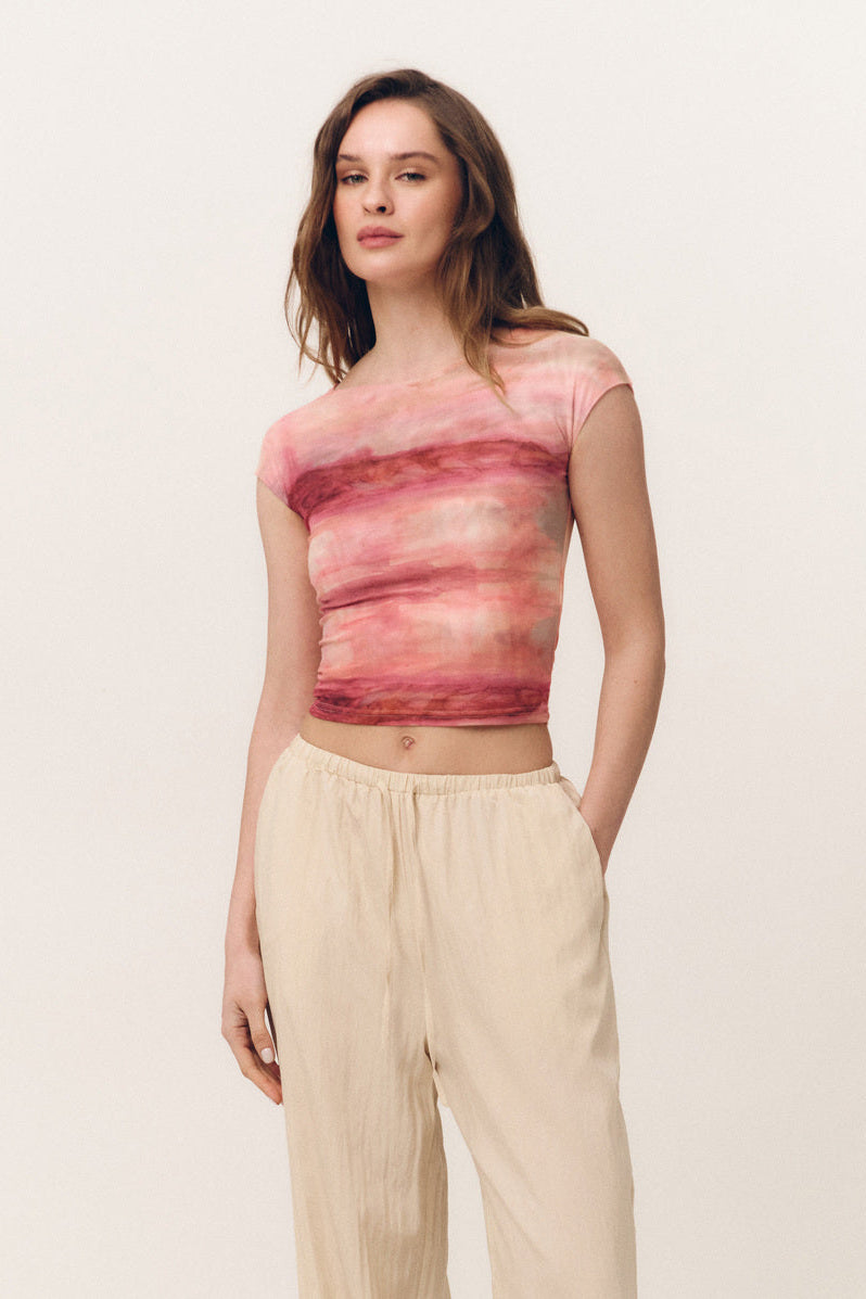 Pink Gradient Effect Mesh T-shirt - SOLMAR