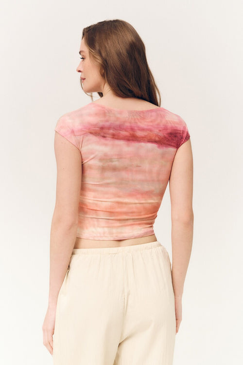 Pink Gradient Effect Mesh T-shirt - SOLMAR