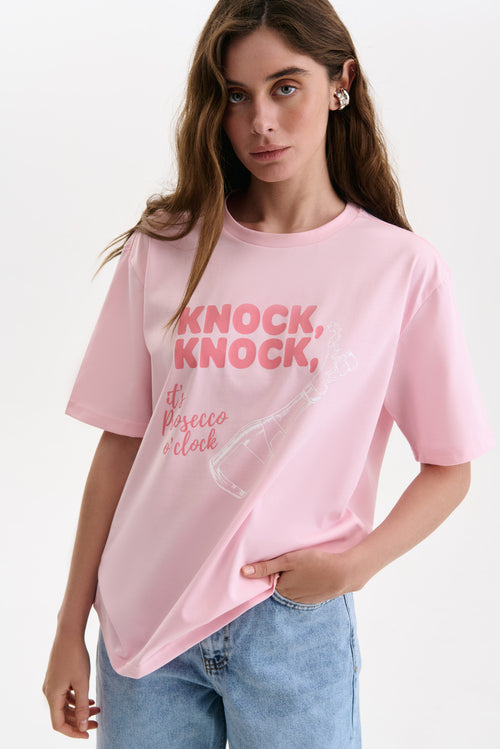 NEW Pink "Knock, Knock" Print T-shirt