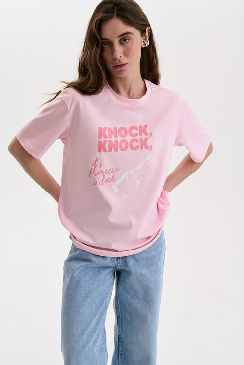 NEW Pink "Knock, Knock" Print T-shirt