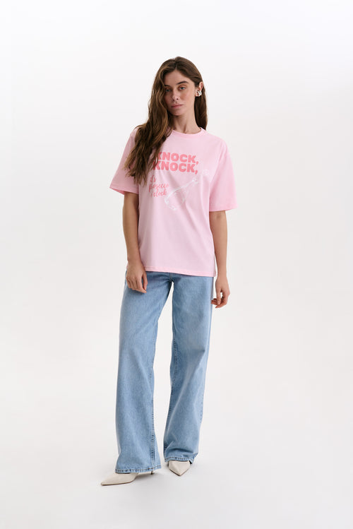 NEW Pink "Knock, Knock" Print T-shirt